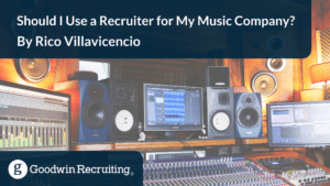 Should I use a Recruiting Agency for my music company? Title card reading "Should I Use a Recruiter for My Music Company by Rico Villavicencio"