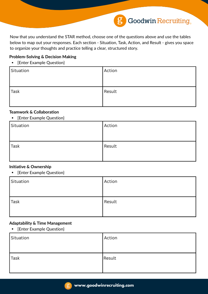 Behavior Job Interview Prep Worksheet Page 2